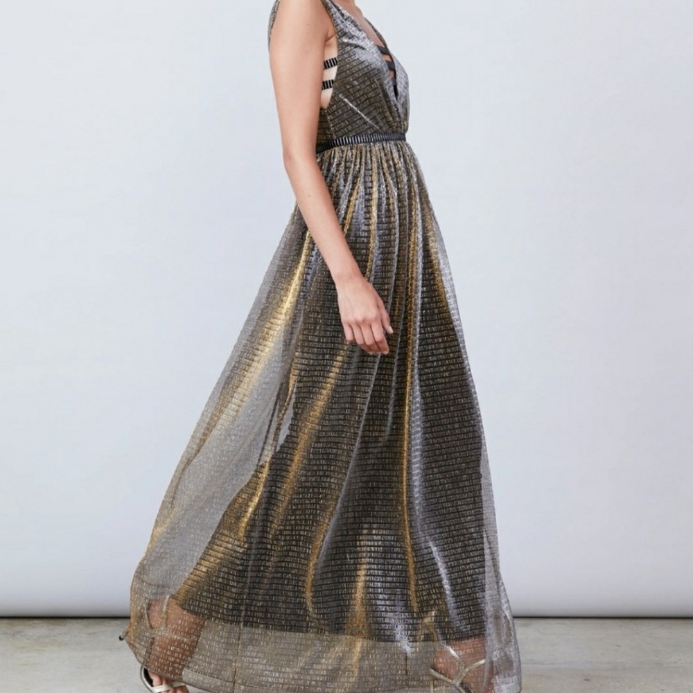 NWT Allen Schwartz Metallic Evening Gown